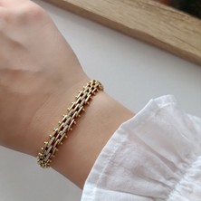 Lente Aksesuar 14K Altın Kaplama Vip Xuping Üç Sıra Zirkon Taşlı Modern Bileklik - Kuyumcu Işçiliği Kararmaz Seri