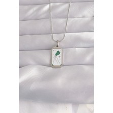 Ayder Timya 316L Çelik Gümüş Renk Beyaz Mineli Tarot Kolye (Timya/1395) 190916