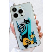 3gen Case Iphone 15 Pro Kılıf Desenli Lüx Şeffaf Silikon Kılıf CAT16
