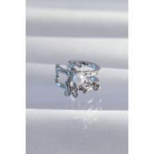 Ayder Timya Pirinç Gümüş Renk İncili Ahtapot Earcuff Küpe (Timya/1395) 190830
