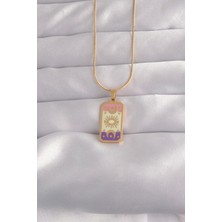 Ayder Timya 316L Çelik Gold Renk Karışık Mineli Ay Figür Tarot Kolye (Timya/1395) 190902