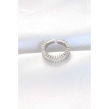 Ayder Timya Sıralı Baget Taşlı Silver Renk Ayarlanabilir Yüzük (Timya/1395) 190335