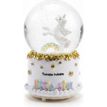 Mey İthalat Pilli Işıklı Müzikli Kar Küresi–pony At Figürlü Eğlenceli Masaüstü Biblo, LED Aydınlatmalı Dekoratif Hediyelik Kar Küresi