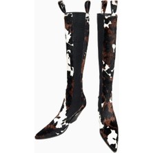 A.w.a.k.e. Mode Kadın Çok Renkli Hakiki Deri Kovboy Yüksek Çizme