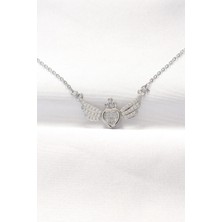Ayder Timya 316L Çelik Silver Renk Zirkon Taşlı Kalpli Kanat Kolye (Timya/1395) 190306