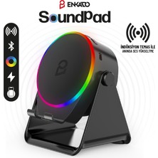 Enkado EKD-S10 5W Bluetooth + Temasla Ses Yükselten Indüksiyon Hoparlör 2000 Mah Rgb Işıklı Standlı 5in Speaker