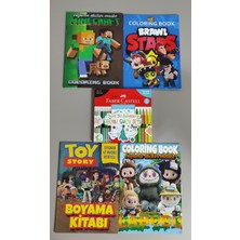 Ada Çanta Kırtasiye 4 Adet Stickerli Boyama Kitabı ve 20'li Boya Kalemi (Minecraft/brawlstars/labubu/toy Story)