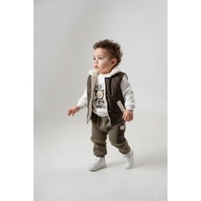 Kışlık Takım, Şişme Yelekli Kuzu Astarlı Mikro Cepli Kalın Erkek Bebek Çocuk Takım