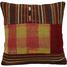 Kilim Antik El Dokuma Patchwork Kırkyama Dekoratif Kilim Kırlent Yastık Kılıfı 1209 - Yeni - Çok Renkli