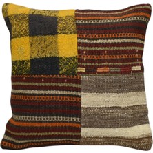 Kilim Antik El Dokuma Patchwork Kırkyama Dekoratif Kilim Kırlent Yastık Kılıfı 1261 - Yeni - Çok Renkli