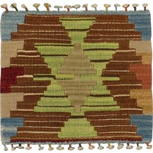 Kilim Antik El Dokuma Kare Köşe Sandalye Minderi Pınarbaşı Kayseri Yün Kilim 0893 - Yeni - Çok Renkli