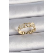 Ayder Timya Pirinç Gold Renk Ayarlanabilir Zirkon Taşlı Beyaz Mineli Birleşik Halka Model Kadın Yüzük (Timya/1395) 191315