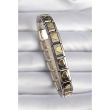Ayder Timya 316L Çelik Gümüş Renk Gold Kalp İşleme Nomination Charm Bileklik (Timya/1395) 191244