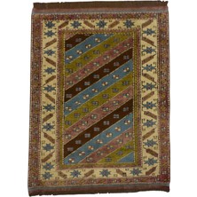 Kilim Antik El Dokuma Kabartmalı Şal Kars Yörük Yün Halı 0801 - Yeni - Çok Renkli