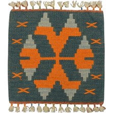 Kilim Antik El Dokuma Kare Köşe Sandalye Minderi Pınarbaşı Kayseri Yün Kilim 0884 - Yeni - Çok Renkli