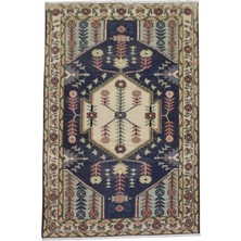 Kilim Antik El Dokuma Pastel Sümerbank Burdur Yün Salon Halısı 0806 - Yeni - Lacivert