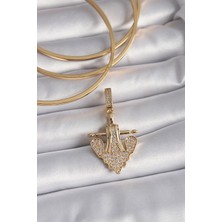 Ayder Timya Pirinç Gold Renk Zirkon Taşlı Çapa Model Ajda Charm (Timya/1395) 191224