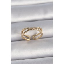 Ayder Timya Pirinç Gold Renk Ayarlanabilir Zirkon Taşlı Sarmal Model Kadın Yüzük (Timya/1395) 191313