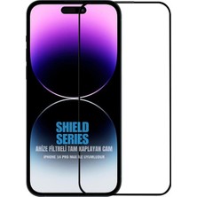 Evax (Shield Tam) iPhone 14 Pro Max ile Uyumlu 6d Tam 9h Temperli Esd Anti-Statik Hd+ Cam Ekran Koruyucu