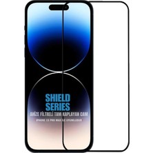 Evax (Shield Tam) iPhone 15 Pro Max ile Uyumlu 6d Tam 9h Temperli Esd Anti-Statik Hd+ Cam Ekran Koruyucu