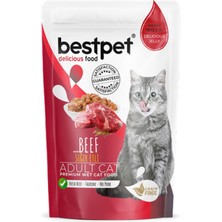 Bestpet Lzrdwzrd Bestpet 85 gr x 24 Adet Yetişkin Kediler İçin, Tahılsız, Jöle İçinde Sığır Parça Etli Yaş Mama