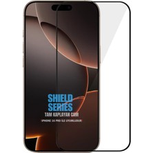 Evax (Shield Tam) iPhone 16 Pro ile Uyumlu 6d Tam 9h Temperli Esd Anti-Statik Hd+ Cam Ekran Koruyucu
