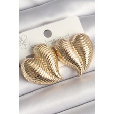 Ayder Timya Pirinç Gold Renk İşlemeli Bomba Kalp Model Kadın Küpe (Timya/1395) 192026