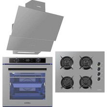 Luxell 88 Lt Platınum Metalik Gri Cam Ankastre Set