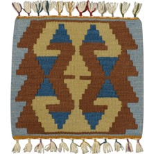 Kilim Antik El Dokuma Kare Köşe Sandalye Minderi Pınarbaşı Kayseri Yün Kilim 0888 - Yeni - Çok Renkli