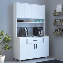 Alfimo Mobilya Belinda Kahve Köşesi Mutfak Dolabı Çok Amaçlı Dolap Beyaz