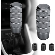 ŞüsCarOto Aksesuar Üniversal 9.5 cm Jdm Metal Spor Görünümlü Vites Topuzu Aparatlı Alüminyum Alaşım Otomatik-Manuel Yarış Vites Kolu Titanyum Gri