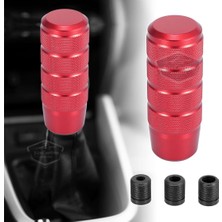 ŞüsCarOto Aksesuar Üniversal 9.5 cm Jdm Metal Spor Görünümlü Vites Topuzu Aparatlı Alüminyum Alaşım Otomatik-Manuel Yarış Vites Kolu Kırmızı