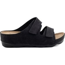 Roy Jones Kadın Comfortwave Nubuk Süet Siyah Cırtlı Günlük Terlik 2200