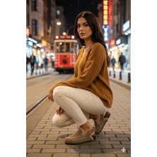 Manijero Alba Kürklü Premium MNR.016 Kadın Vizon Günlük Hakiki Deri Sandalet Terlik