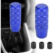 Caralp Üniversal 9.5 cm Jdm Metal Spor Görünümlü Vites Topuzu Aparatlı Alüminyum Alaşım Otomatik-Manuel Yarış Vites Kolu Mavi