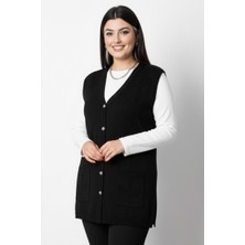 Elvin Triko Kadın Büyük Beden Kadın Çelik Örgü Kalın Anne Yelek