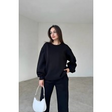 Yakamel Kadın Oversıze 3iplik Paçası Lastikli Bisiklet Yaka Eşofman Takımı