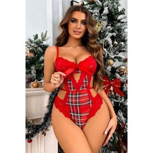 Candy Women Kırmızı Yılbaşı Kostüm Fantezi Gecelik Kostüm