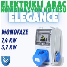 Hgsşarj ''Elegance'' 7,4kW 3x32A Monofaze Elektrikli Araç Kombinasyon Kutusu, Tesla Mavi Adaptör Uyumlu, V i k o/P a n a s o n i c