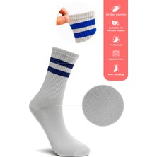 Morvarid 3'lü Pamuk Erkek Tenis Çorap Seti - Çizgili Desenli Tenis Çorap