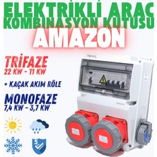 Hgsşarj "Amazon" 22kW 5X32A + 5X32A + 1X16A Trifaze Elektrikli Araç Kombinasyon Kutusu Kaçak Akım Röle IP66-IP67-IP68 V i k o/P a n a s o n i c, 5 Yıl Garanti