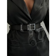 Fiori Yazılı Köprü Gümüş Toka Kadın Kemer, Pantolon Kemeri, Ceket Kemeri, Elbise Kemeri