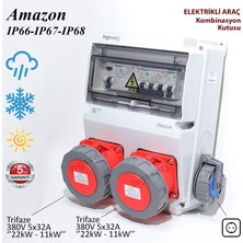 Hgsşarj "Amazon" 22kW Trifaze 5X32A + 5X32A + 1X16A Elektrikli Araç Kombinasyon Kutusu Kaçak Akım Röle IP66-IP67-IP68 Üstün Koruma 5 Yıl Garanti