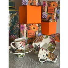 Edora Home Türk Kahve Fincanı Içe Geçmeli Safari Bloom 2 Kişilik 4 Parça