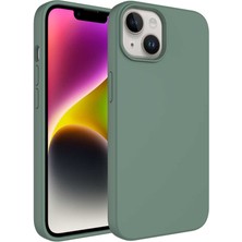 Ankayan Teknoloji iPhone 14 Plus Uyumlu Sıvı Teknolojili Silinebilir Sert Anky Kivi Kapak-Koyu Yeşil