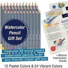 Goldfaber Aqua Boya Kalemi Hediye Seti 36’lı, 12 Pastel ve 24 Klasik Renk, Yüksek Pigmentli, Suya Dayanıklı, Metal Kutu