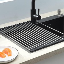 Evye Üstü Katlanır Paslanmaz Çelik Pratik Sebze Meyve Bulaşık Kurutma Süzgeci,rulo Bulaşık Kurutma Rafı (43X22)