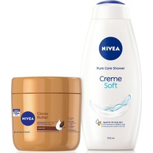 Nivea Creme Soft Kremsi Dokunuş Duş Jeli 750ML ve Cocoa Butter Nemlendirici Vücut Bakım Kremi 400ML