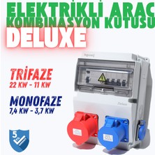 Hgsşarj "Deluxe" 22kW 7,4kW 5X32A + 3X32A + 1X16A Elektrikli Araç Kombinasyon Kutusu Tesla Mavi Adaptör Uyumlu Kaçak Akım Röle V i k o/P a n a s o n i c