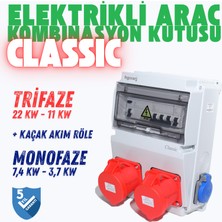 Hgsşarj ''Classıc'' 22kW 5X32A+5X32A+1X16A Elektrikli Araç Kombinasyon Kutusu Kaçak Akım Röle V i k o/P a n a s o n i c 5 Yıl Garanti
